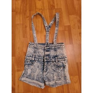 🆕️ High Waisted Distressed Overall Shorts
